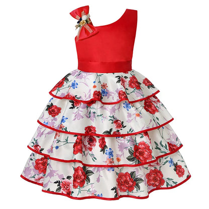 Girl clothing Summer Kids Flower Dresses for Girls Christmas Children Clothing Dress Princess Brithday Wedding Party Baby Girl Dress With Bow