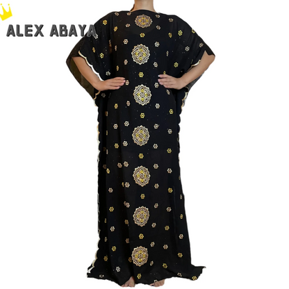 Muslim family   Free Shipping Muslim Abaya Dubai Turkey Muslim Hijab Dresses African Caftan  Party Elegant Islamic Embroidery Clothing AL034