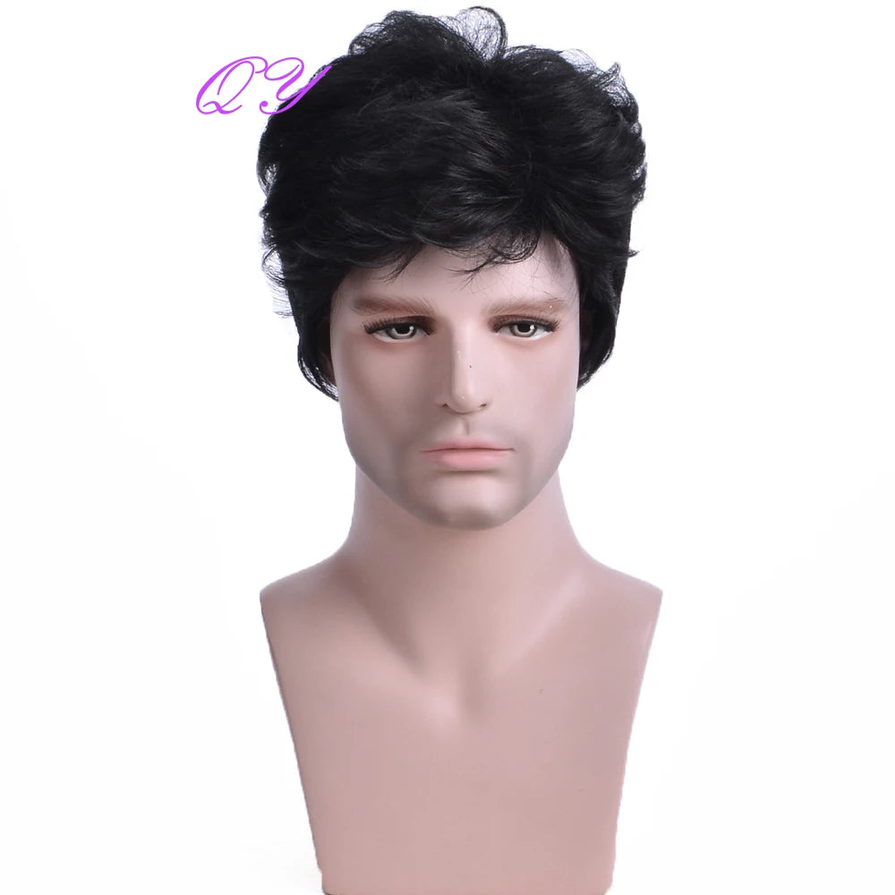 Crown & Glory Wigs Men's synthetic wig brown (# 4) short curly hair men's wig fashion style adjustable size breathable wig men's 2023