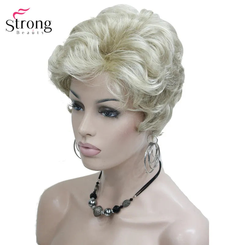 Crown & Glory Wigs  Strong Beauty Short Fluffy Natural Wave Blonde Full Synthetic Wigs Women's Hair Wig 6 colors for choose