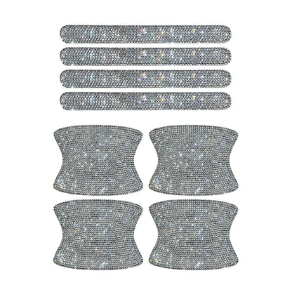 Car   8pcs Bling Car Door Bowl & Door Handle Protector Kit Shiny Rhinestones Scratch-Resistant Stickers Door Cup Handle Protective Film