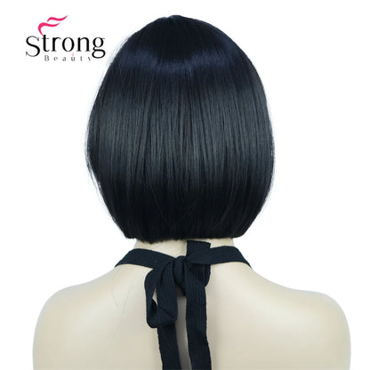 Crown & Glory Wigs Strong Beauty Women's Brown Short Straight Bob Wig with Side Bangs Synthetic Full Hair Wigs Heat Resistant