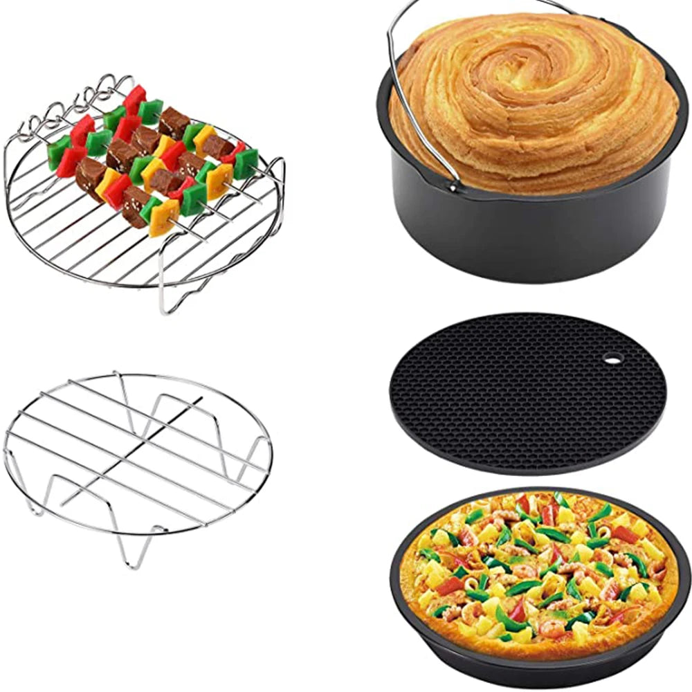 Kitchen   7 Inch/8 Inch Air Fryer Accessories Airfryer Baking Mould Non-Stick baking Basket Round For Kitchen Accessories Dropshipping