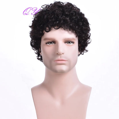 Crown & Glory Wigs Men's synthetic wig brown (# 4) short curly hair men's wig fashion style adjustable size breathable wig men's 2023