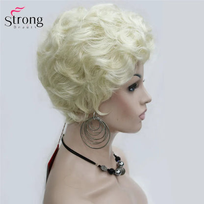 Crown & Glory Wigs  Strong Beauty Short Fluffy Natural Wave Blonde Full Synthetic Wigs Women's Hair Wig 6 colors for choose