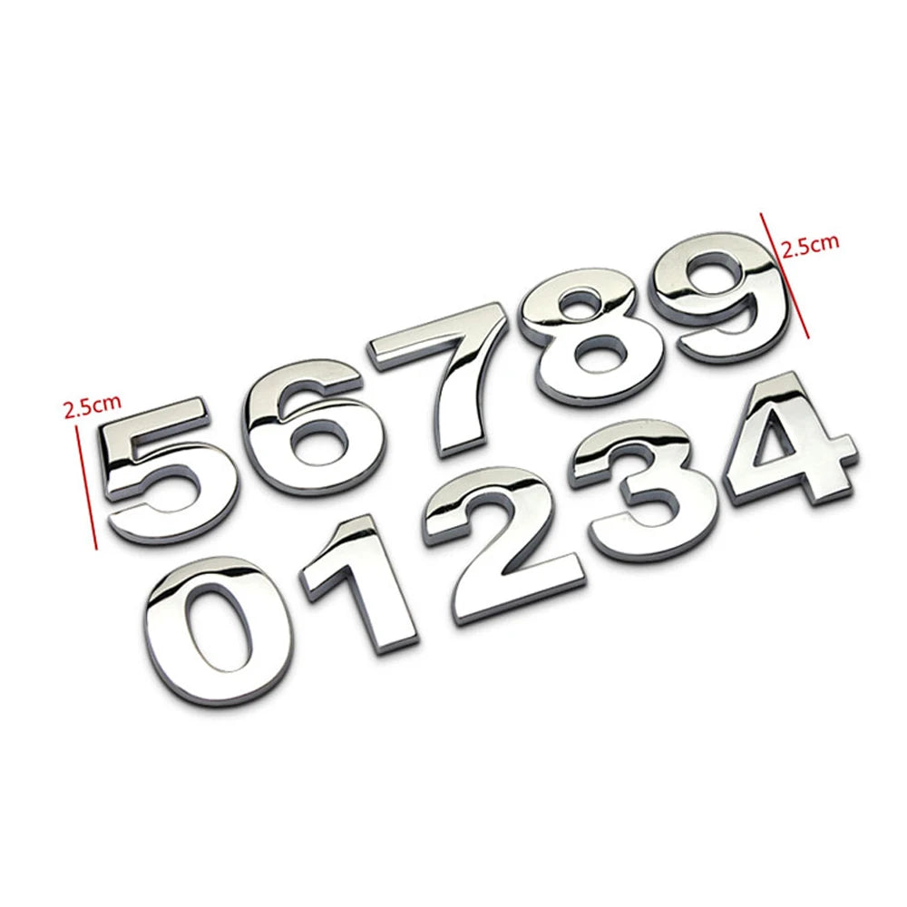 3D Silver Alloy Letter & Number Car Emblem Sticker – A–Z & 0–9/Car