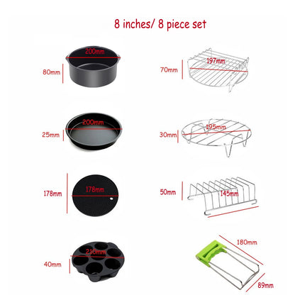 Kitchen   7 Inch/8 Inch Air Fryer Accessories Airfryer Baking Mould Non-Stick baking Basket Round For Kitchen Accessories Dropshipping