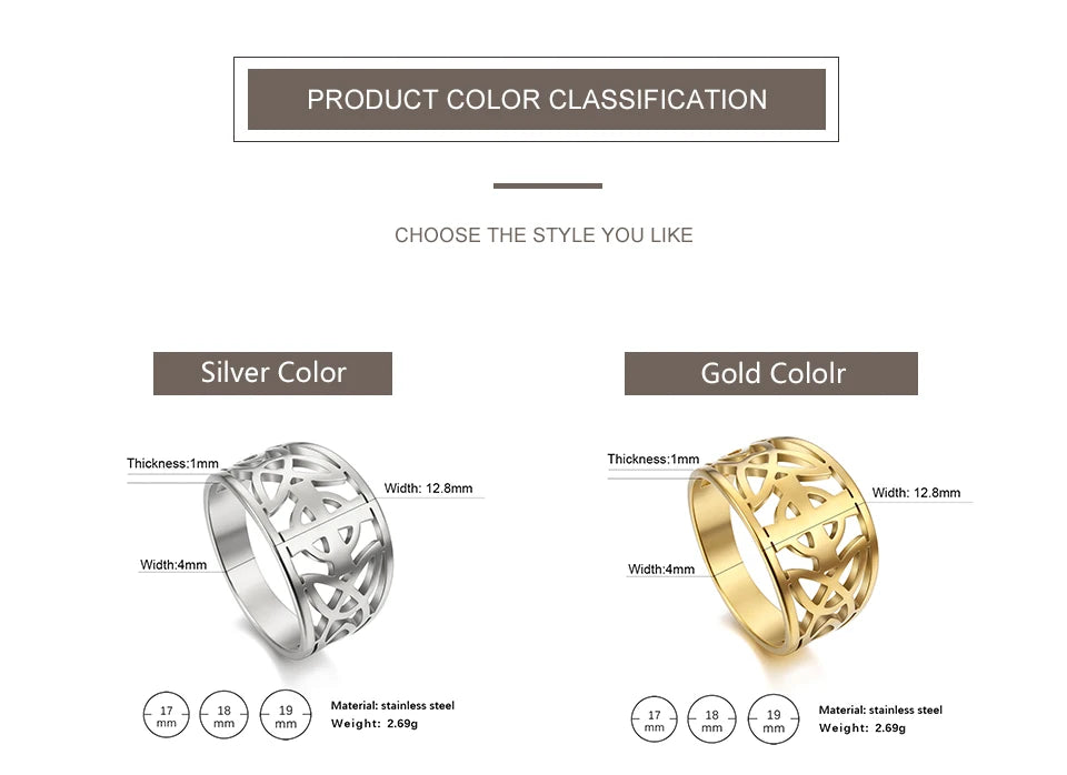 Jewellery   My Shape Celtic Knot Cross Rings for Women Christian Finger Ring Stainless Steel Gold Color Religious Amulet Jewelry Fashion