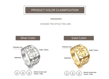 Jewellery   My Shape Celtic Knot Cross Rings for Women Christian Finger Ring Stainless Steel Gold Color Religious Amulet Jewelry Fashion