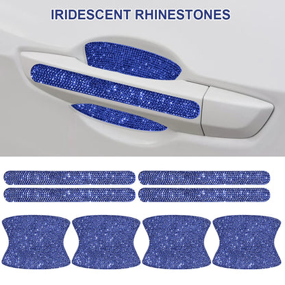 Car   8pcs Bling Car Door Bowl & Door Handle Protector Kit Shiny Rhinestones Scratch-Resistant Stickers Door Cup Handle Protective Film