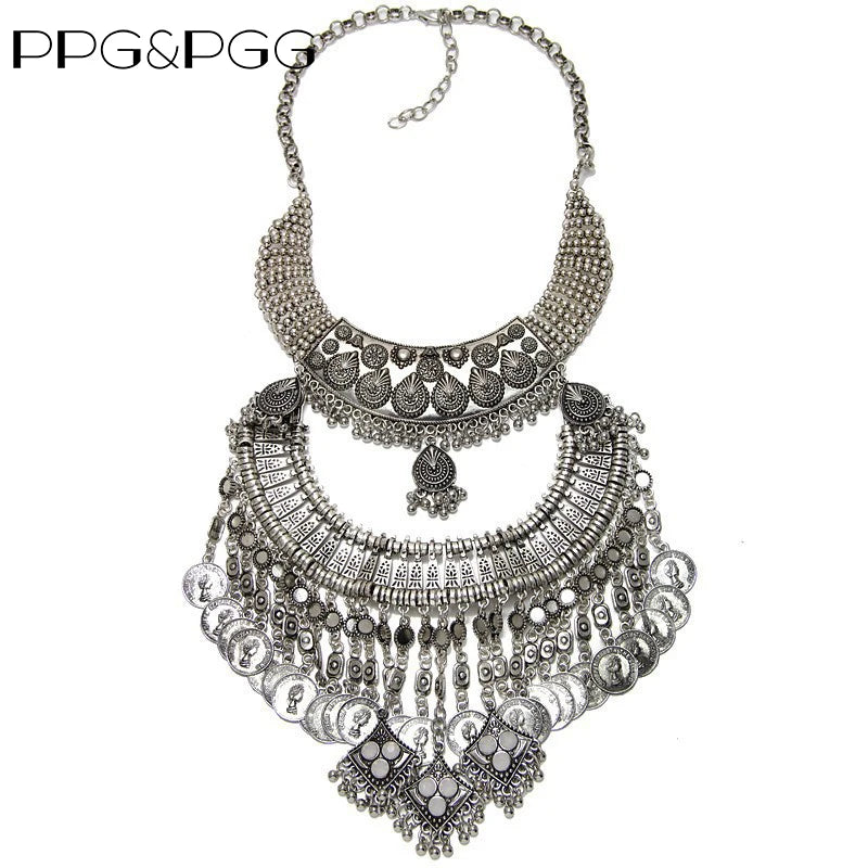 Jewellery   New Fashion Vintage Indian Statement Necklace Women Jewelry Maxi Long Big Chunky Boho Ethnic Large Choker Necklace