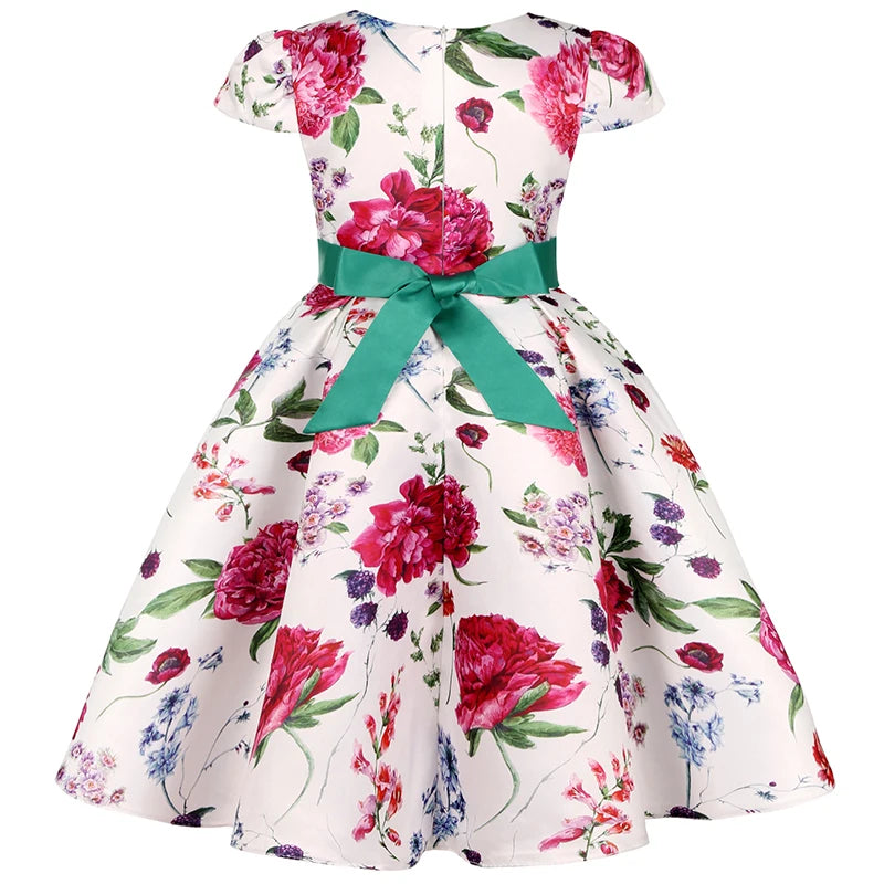 Girl clothing Summer Kids Flower Dresses for Girls Christmas Children Clothing Dress Princess Brithday Wedding Party Baby Girl Dress With Bow