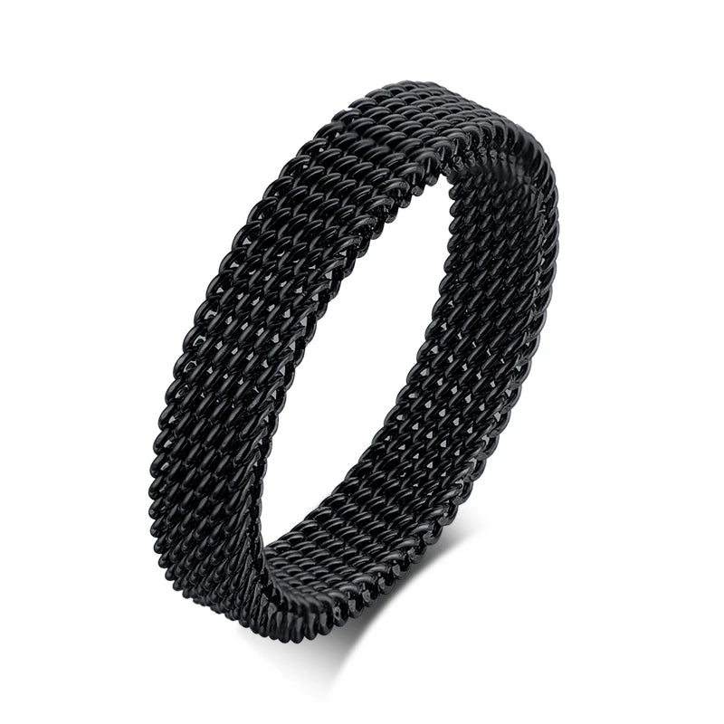 Jewellery  Vnox Men's Mesh Wedding Bands Rings for Women 4mm 10mm Wide Stainless Steel Anti Allergy Retro Punk Gothic Unisex Jewelry