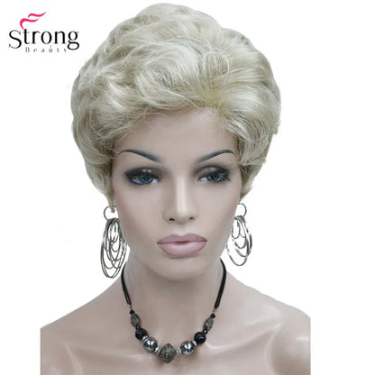 Crown & Glory Wigs  Strong Beauty Short Fluffy Natural Wave Blonde Full Synthetic Wigs Women's Hair Wig 6 colors for choose