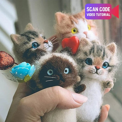 Toys Cute and Interesting handmade toys DIY wool felt cat kits unfinished plush doll poking music toy gift Non-finished product