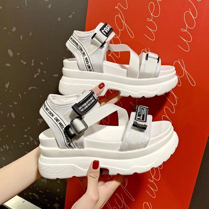 Woman shoes Luxury Designers Fashion Women Platform Sandals White Chunky Sports Wedge Shoes For Woman Summer Students Shoes Large Size 42