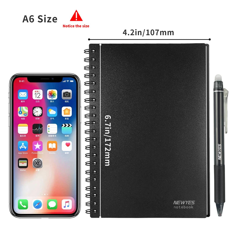 odds A6 Reusable Erasable Notebook black notebook Microwave Wave Cloud Erase Notepad Note Pad Lined With Pen save paper