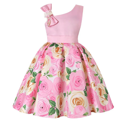 Girl clothing Summer Kids Flower Dresses for Girls Christmas Children Clothing Dress Princess Brithday Wedding Party Baby Girl Dress With Bow