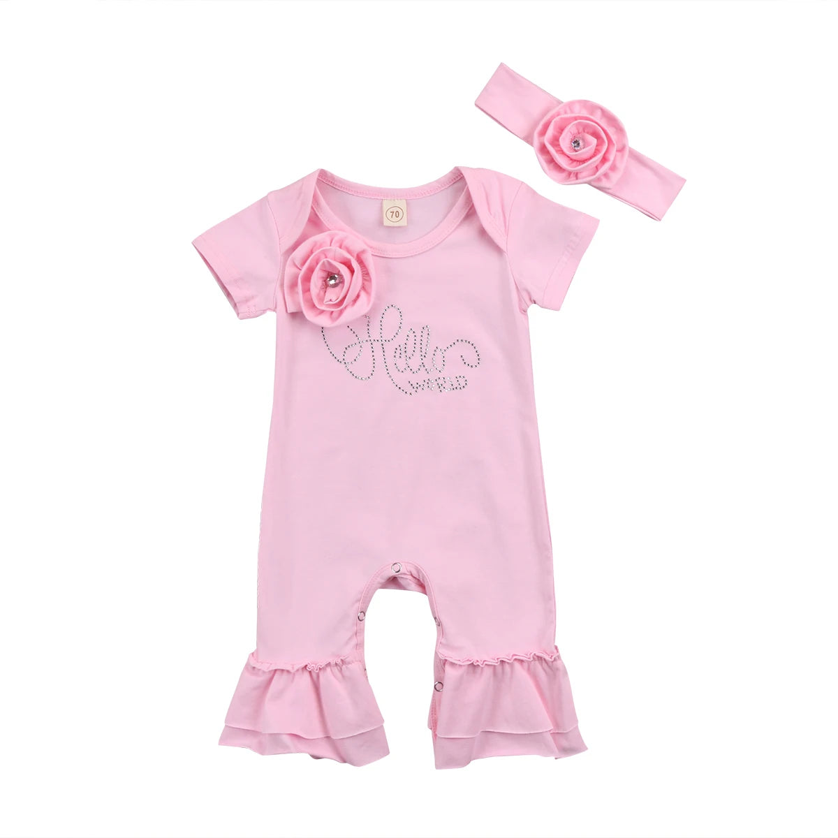 Girl clothing New New born Baby Flower Romper Girl Jumpsuit Headband Outfits Girls Clothes Set