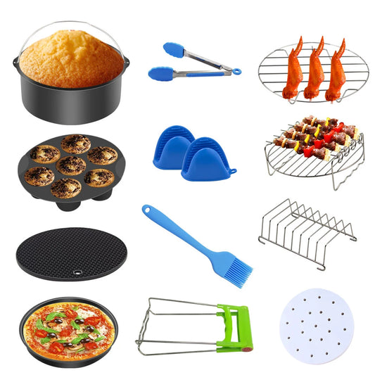 Kitchen   7 Inch/8 Inch Air Fryer Accessories Airfryer Baking Mould Non-Stick baking Basket Round For Kitchen Accessories Dropshipping