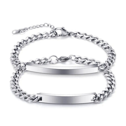 Jewellery  ZORCVENS New Top Quality Silver Color 316L Stainless Steel Couple Link Chain Wedding Bracelets for Men Women Never Fade