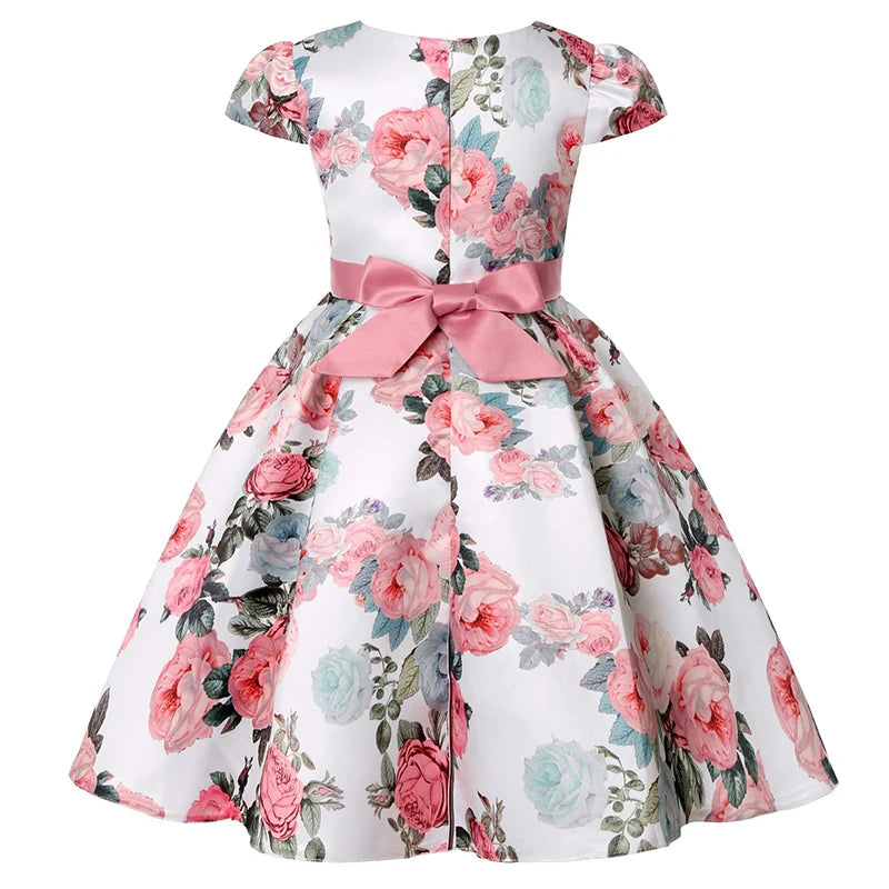 Girl clothing Summer Kids Flower Dresses for Girls Christmas Children Clothing Dress Princess Brithday Wedding Party Baby Girl Dress With Bow