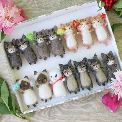 Toys Cute and Interesting handmade toys DIY wool felt cat kits unfinished plush doll poking music toy gift Non-finished product