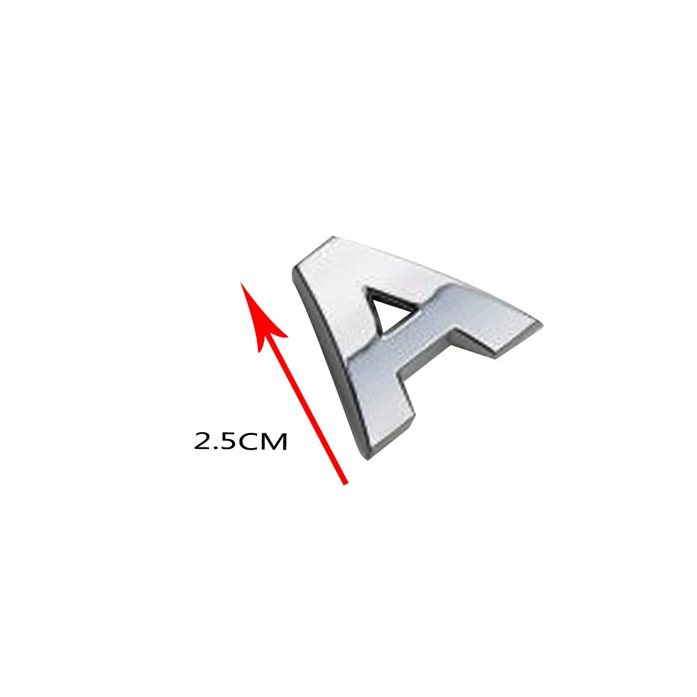 3D Silver Alloy Letter & Number Car Emblem Sticker – A–Z & 0–9/Car
