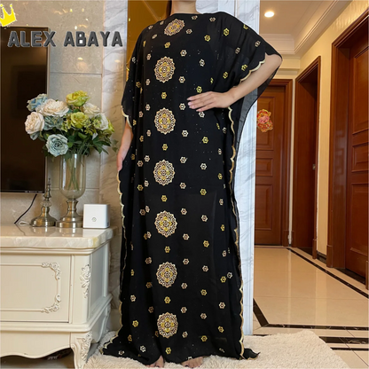 Muslim family   Free Shipping Muslim Abaya Dubai Turkey Muslim Hijab Dresses African Caftan  Party Elegant Islamic Embroidery Clothing AL034