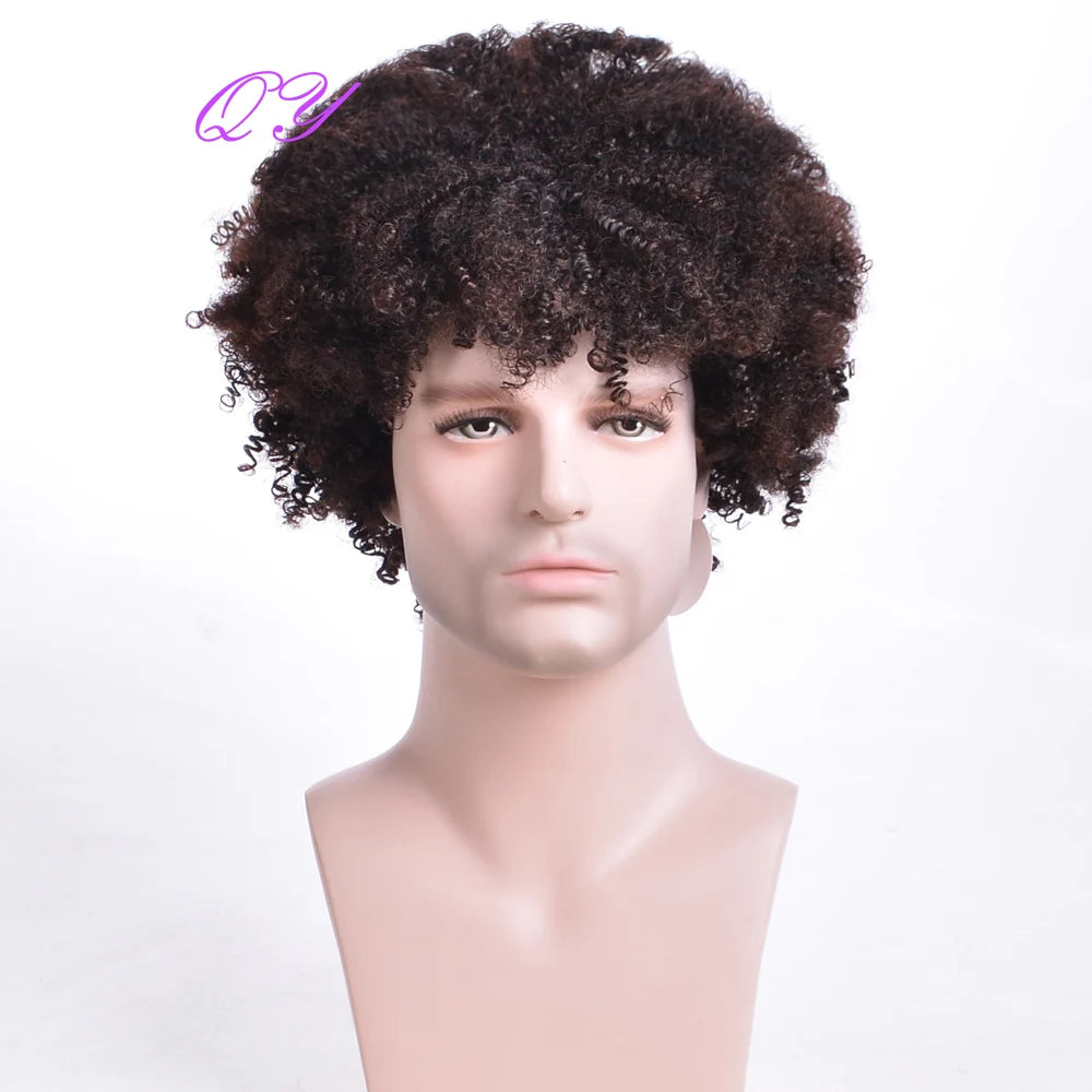 Crown & Glory Wigs Men's synthetic wig brown (# 4) short curly hair men's wig fashion style adjustable size breathable wig men's 2023