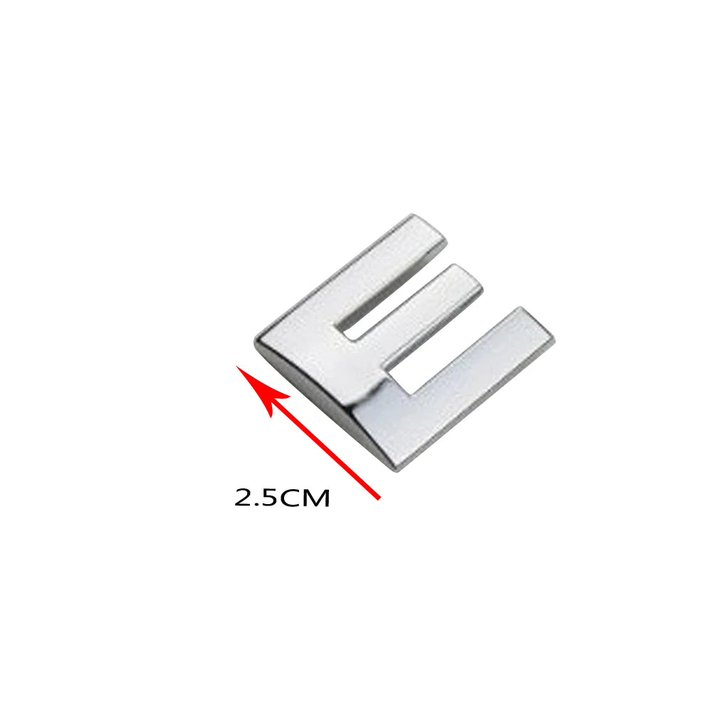 3D Silver Alloy Letter & Number Car Emblem Sticker – A–Z & 0–9/Car