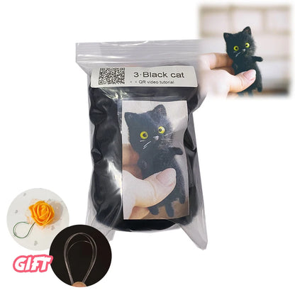 Toys Cute and Interesting handmade toys DIY wool felt cat kits unfinished plush doll poking music toy gift Non-finished product