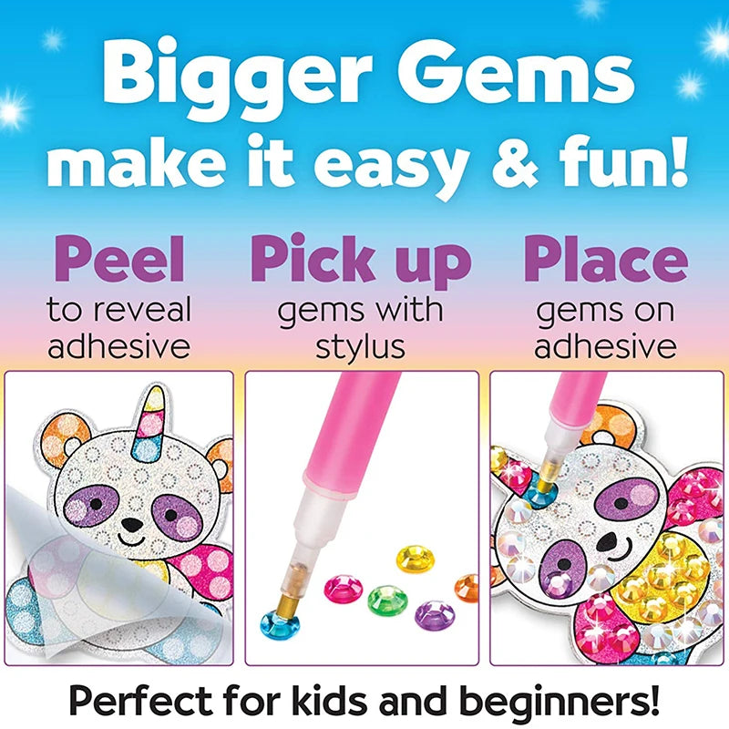 Toys 12 Create Big Gem Diamond Painting Sticker Kit Art Craft Girls Boys Unicorn Animal Sealife Magical Mosaic Dot Sticky Toys Gifts