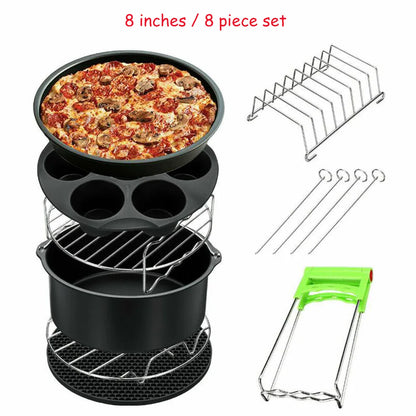 Kitchen   7 Inch/8 Inch Air Fryer Accessories Airfryer Baking Mould Non-Stick baking Basket Round For Kitchen Accessories Dropshipping