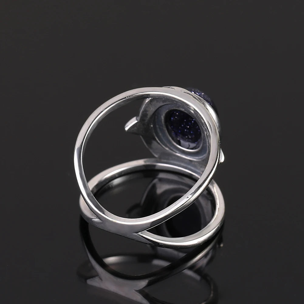 Jewellery  Luxury Natural Rainbow Moonstone Rings For Men Women Solid 925 Silver Gemstone Jewelry Size 6-10