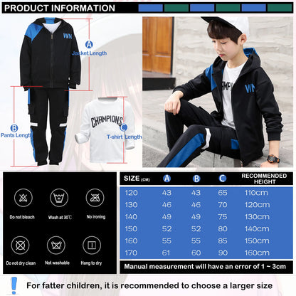 Boy clothing  Kids Tracksuits Teen Boys School Sweatsuits Fashion Cotton Hooded Tops Soft Children Long Sleeve T-Shirts Pants Sportswear