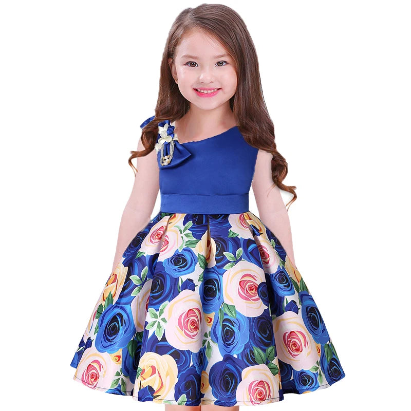 Girl clothing Summer Kids Flower Dresses for Girls Christmas Children Clothing Dress Princess Brithday Wedding Party Baby Girl Dress With Bow