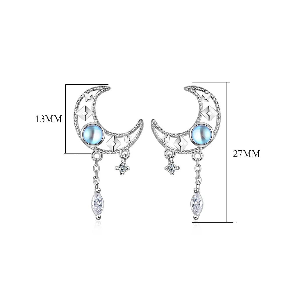 Jewellery Sterling Silver Crystal Moon Jewelry Sets For Women Fine Elegant  Necklace Stud Earrings  GaaBou Jewellery