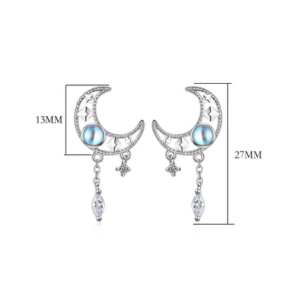 Jewellery Sterling Silver Crystal Moon Jewelry Sets For Women Fine Elegant  Necklace Stud Earrings  GaaBou Jewellery