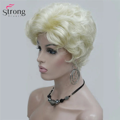 Crown & Glory Wigs  Strong Beauty Short Fluffy Natural Wave Blonde Full Synthetic Wigs Women's Hair Wig 6 colors for choose