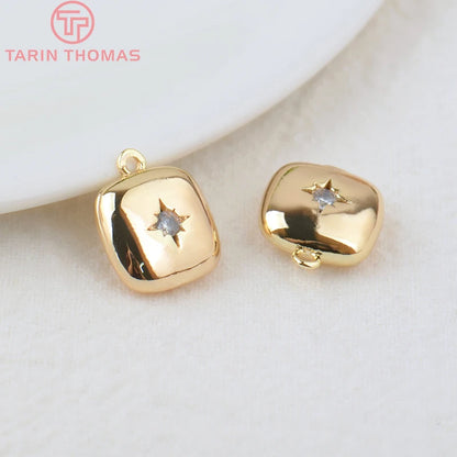 Jewellery   (203)4PCS 10x15MM 24K Gold Color Plated Brass with Zircon Star Charms Pendants High Quality Jewelry Findings Earrings Accessorie