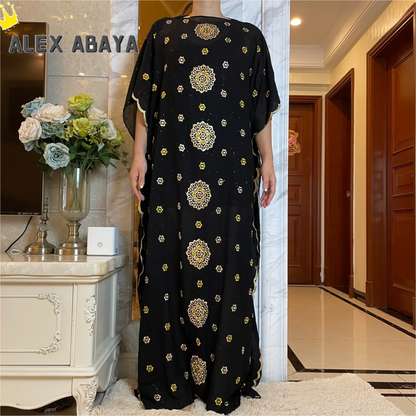 Muslim family   Free Shipping Muslim Abaya Dubai Turkey Muslim Hijab Dresses African Caftan  Party Elegant Islamic Embroidery Clothing AL034