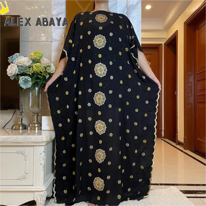 Muslim family   Free Shipping Muslim Abaya Dubai Turkey Muslim Hijab Dresses African Caftan  Party Elegant Islamic Embroidery Clothing AL034