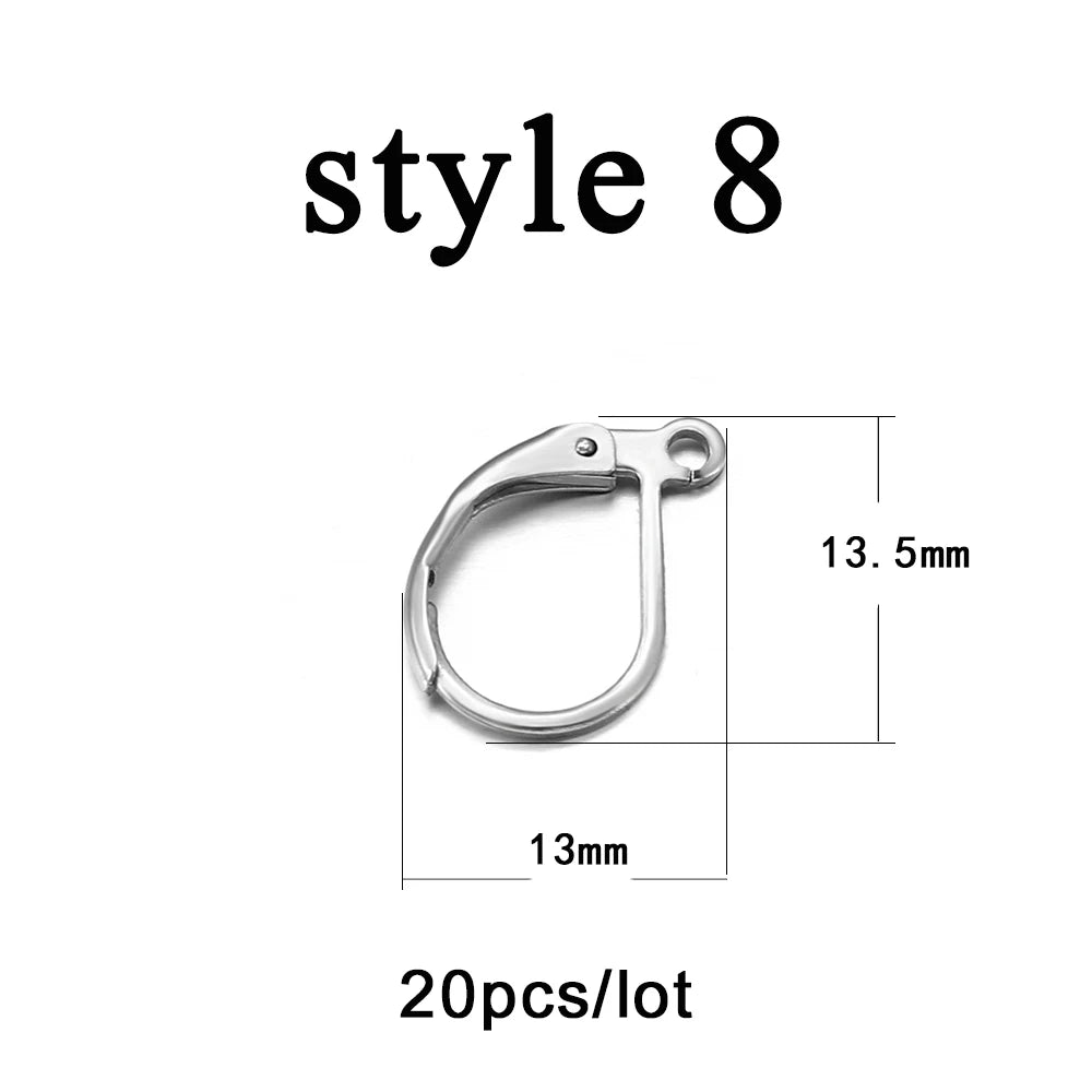 Jewellery  20-50Pcs No Allergic Stainless Steel Ear Hook Earrings Clasps Ear Wire Findings For DIY Jewelry Making Supplies Accessories