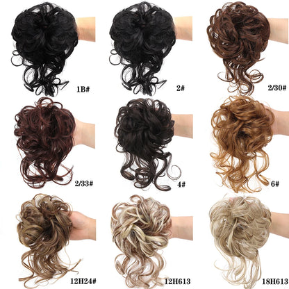 Crown & Glory Wigs  LUPU Synthetic Hair Bun Chignon Messy Curly Hair Band Elastic Scrunchy False Hair Pieces For Women Hairpins Black Brown