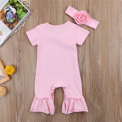 Girl clothing New New born Baby Flower Romper Girl Jumpsuit Headband Outfits Girls Clothes Set