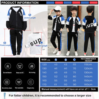 Boy clothing  Kids Tracksuits Teen Boys School Sweatsuits Fashion Cotton Hooded Tops Soft Children Long Sleeve T-Shirts Pants Sportswear