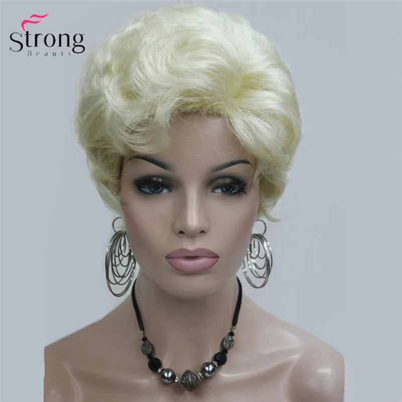 Crown & Glory Wigs  Strong Beauty Short Fluffy Natural Wave Blonde Full Synthetic Wigs Women's Hair Wig 6 colors for choose