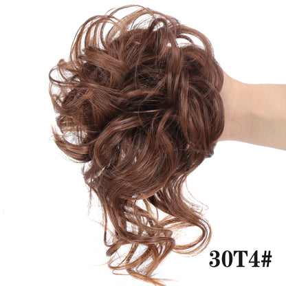 Crown & Glory Wigs  LUPU Synthetic Hair Bun Chignon Messy Curly Hair Band Elastic Scrunchy False Hair Pieces For Women Hairpins Black Brown