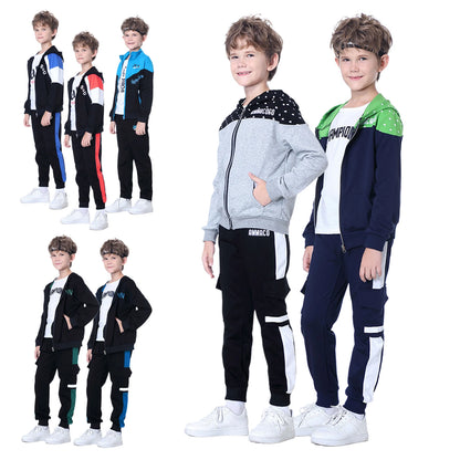 Boy clothing  Kids Tracksuits Teen Boys School Sweatsuits Fashion Cotton Hooded Tops Soft Children Long Sleeve T-Shirts Pants Sportswear